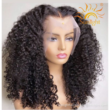 Sunlight lace frontals with baby hair peruvian transparent lace 13x6 transparent lace frontal curly wigs human hair